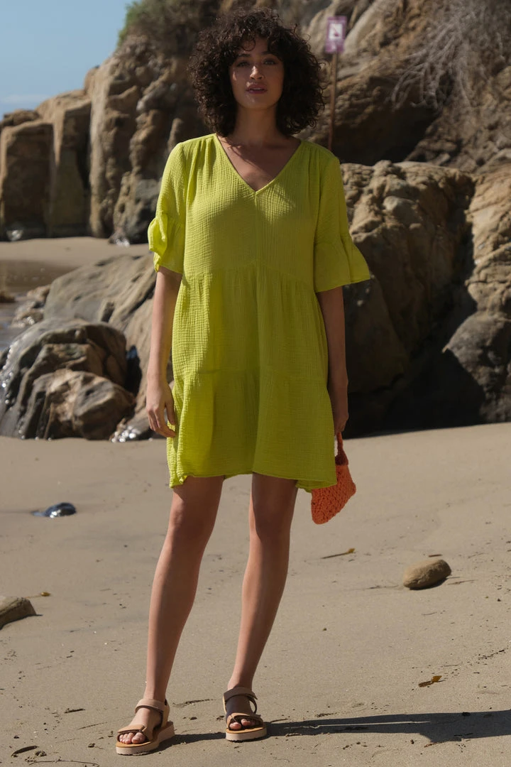 Velvet By Graham & Spencer BRIANNE COTTON GAUZE TIERED DRESS Womens 6 Velvet By Graham & Spencer BRIANNE COTTON GAUZE TIERED DRESS Womens