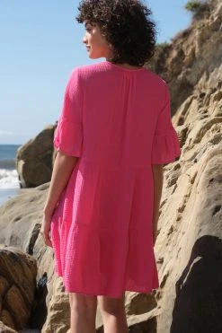 Velvet By Graham & Spencer BRIANNE COTTON GAUZE TIERED DRESS Womens 26 Velvet By Graham & Spencer BRIANNE COTTON GAUZE TIERED DRESS Womens