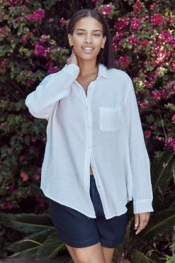 Velvet By Graham & Spencer BAILEY COTTON GAUZE SHIRT Womens