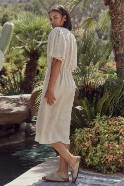 Velvet By Graham & Spencer SUSANNAH PUFF SLEEVE LINEN DRESS
