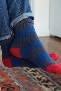 Velvet By Graham & Spencer STRIPED RIB CREW SOCK BY LITTLE RIVER SOCK MILL Accessories 15 Velvet By Graham & Spencer STRIPED RIB CREW SOCK BY LITTLE RIVER SOCK MILL Accessories