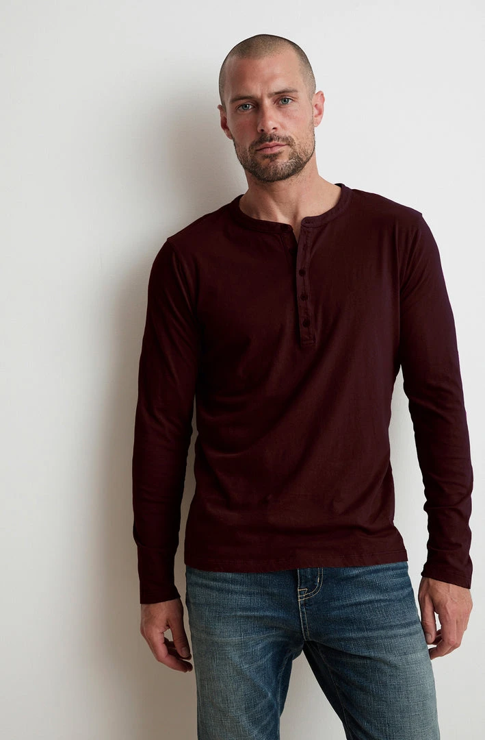 Velvet By Graham & Spencer Mens ALVARO COTTON JERSEY HENLEY 3 Velvet By Graham & Spencer Mens ALVARO COTTON JERSEY HENLEY