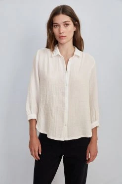 Velvet By Graham & Spencer DAYNA 3/4 SLEEVE BUTTON-UP BLOUSE