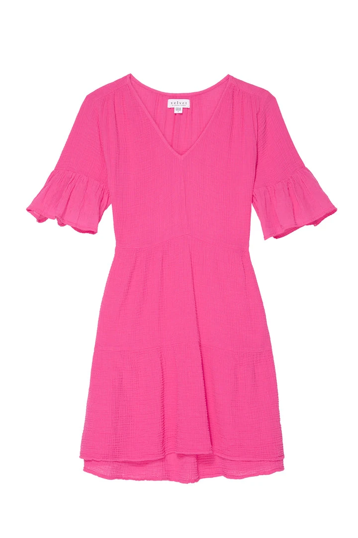 Velvet By Graham & Spencer BRIANNE COTTON GAUZE TIERED DRESS Womens 16 Velvet By Graham & Spencer BRIANNE COTTON GAUZE TIERED DRESS Womens