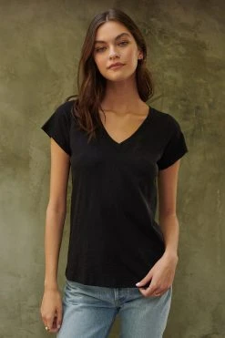 Velvet By Graham & Spencer JILIAN ORIGINAL SLUB V-NECK TEE