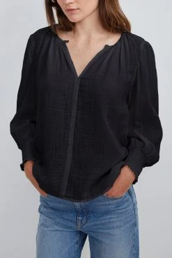 Velvet By Graham & Spencer RYLEE COTTON GAUZE BLOUSE 10 Velvet By Graham & Spencer RYLEE COTTON GAUZE BLOUSE
