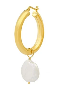 Womens SADE HOOPS WITH PEARL CHARM BY BYCHARI