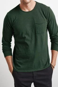 Velvet By Graham & Spencer SIMEON RAW EDGE COTTON SLUB TEE
