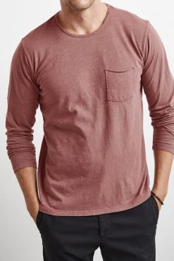 Velvet By Graham & Spencer SIMEON RAW EDGE COTTON SLUB TEE 10 Velvet By Graham & Spencer SIMEON RAW EDGE COTTON SLUB TEE