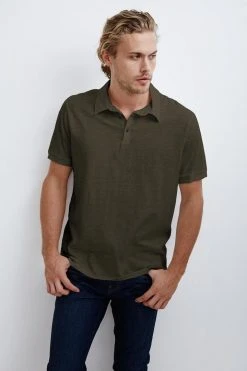 Velvet By Graham & Spencer Mens RANDALL COTTON SLUB POLO 26 Velvet By Graham & Spencer Mens RANDALL COTTON SLUB POLO