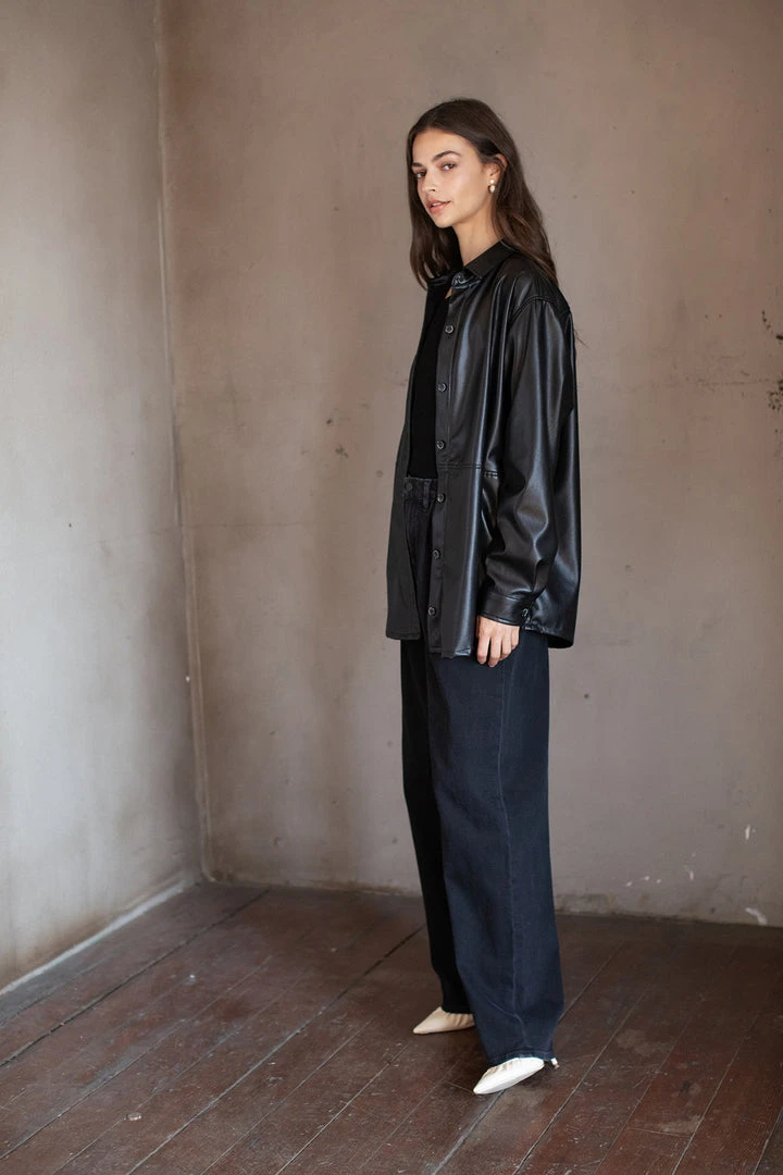 Velvet By Graham & Spencer ANNY VEGAN LEATHER SHACKET Womens 4 Velvet By Graham & Spencer ANNY VEGAN LEATHER SHACKET Womens