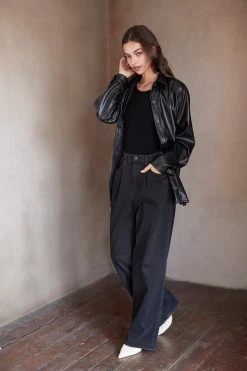 Velvet By Graham & Spencer ANNY VEGAN LEATHER SHACKET Womens 9 Velvet By Graham & Spencer ANNY VEGAN LEATHER SHACKET Womens