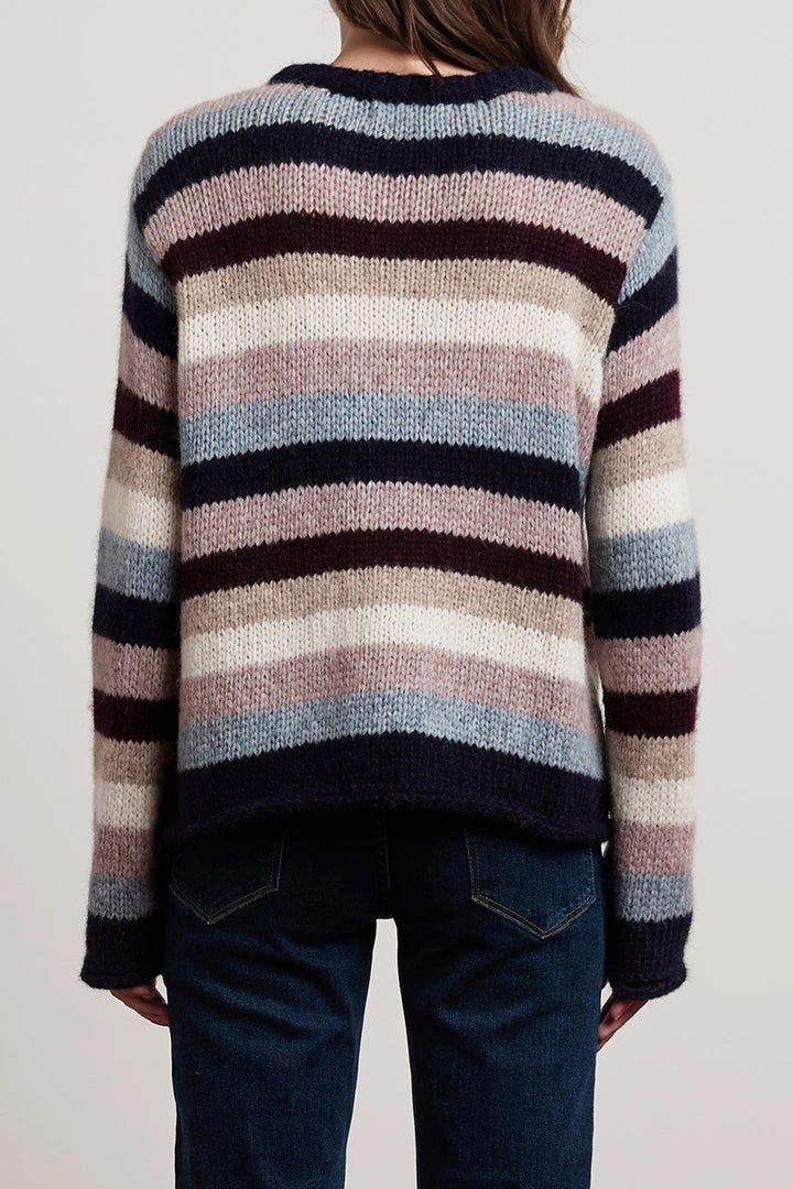 Velvet By Graham & Spencer Womens CALISTA STRIPE BABY ALPACA CREW NECK SWEATER