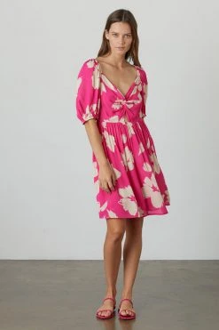 Velvet By Graham & Spencer Womens MAKENA TWIST FRONT PRINTED DRESS