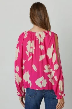 Velvet By Graham & Spencer VIKKI PRINTED CUT OUT BLOUSE