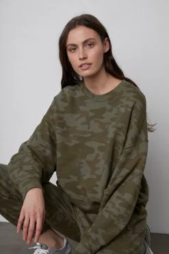 Velvet By Graham & Spencer ANDREA CAMO SWEATSHIRT