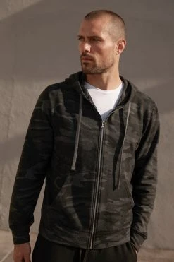 Velvet by Graham & Spencer Sales 16 Velvet By Graham & Spencer Mens BARNEY CAMO PRINT ZIP UP HOODIE