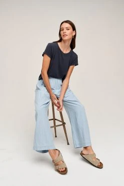 Velvet By Graham & Spencer BROOKLYN CHAMBRAY WIDE LEG PANT Womens 11 Velvet By Graham & Spencer BROOKLYN CHAMBRAY WIDE LEG PANT Womens