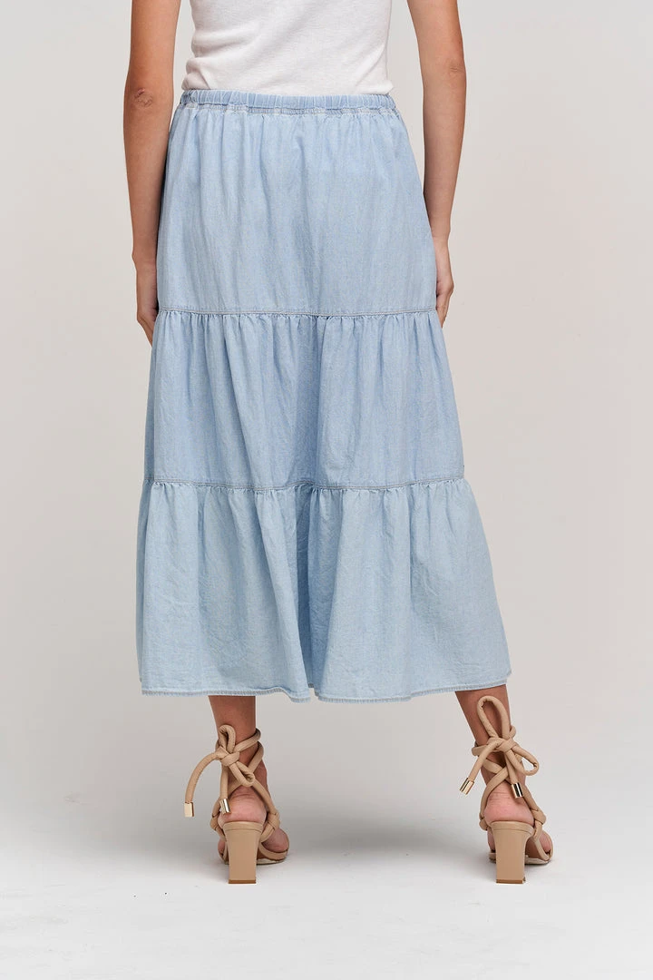 Velvet By Graham & Spencer SIMONE CHAMBRAY TIERED SKIRT 5 Velvet By Graham & Spencer SIMONE CHAMBRAY TIERED SKIRT