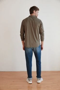 Velvet By Graham & Spencer Mens ARLIE CONTRAST COTTON JERSEY BUTTON-UP SHIRT 16 Velvet By Graham & Spencer Mens ARLIE CONTRAST COTTON JERSEY BUTTON-UP SHIRT