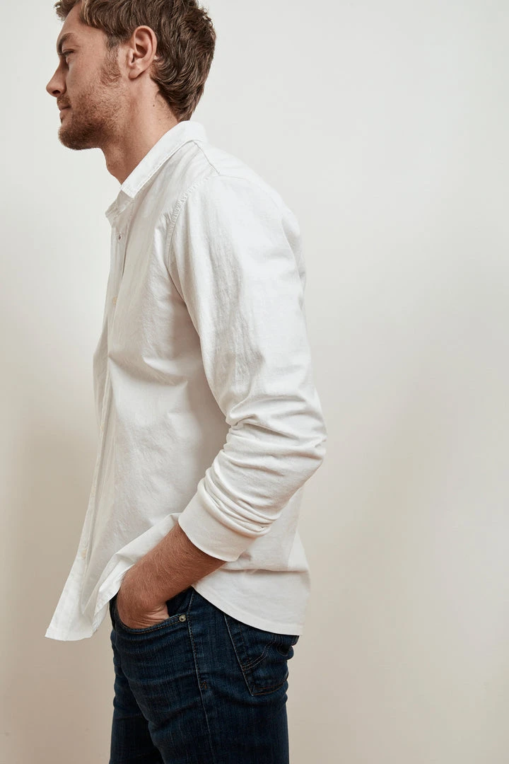 Velvet By Graham & Spencer Mens ARLIE CONTRAST COTTON JERSEY BUTTON-UP SHIRT 6 Velvet By Graham & Spencer Mens ARLIE CONTRAST COTTON JERSEY BUTTON-UP SHIRT