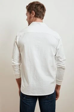 Velvet By Graham & Spencer Mens ARLIE CONTRAST COTTON JERSEY BUTTON-UP SHIRT 12 Velvet By Graham & Spencer Mens ARLIE CONTRAST COTTON JERSEY BUTTON-UP SHIRT