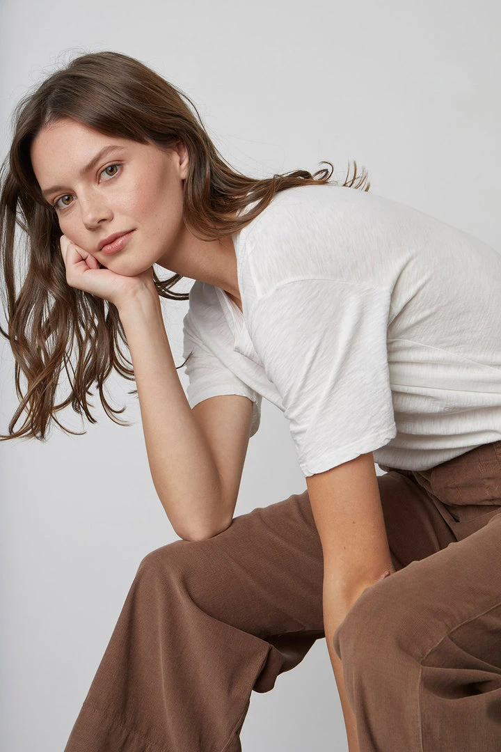 Velvet By Graham & Spencer TERA COTTON SLUB TEE Womens 7 Velvet By Graham & Spencer TERA COTTON SLUB TEE Womens