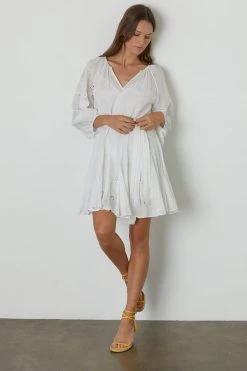 Velvet By Graham & Spencer Womens GRACIE COTTON EYELET DRESS 12 Velvet By Graham & Spencer Womens GRACIE COTTON EYELET DRESS