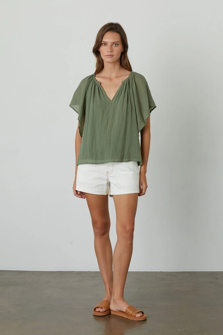 Velvet By Graham & Spencer ASHLYN COTTON GAUZE BLOUSE Womens 10 Velvet By Graham & Spencer ASHLYN COTTON GAUZE BLOUSE Womens