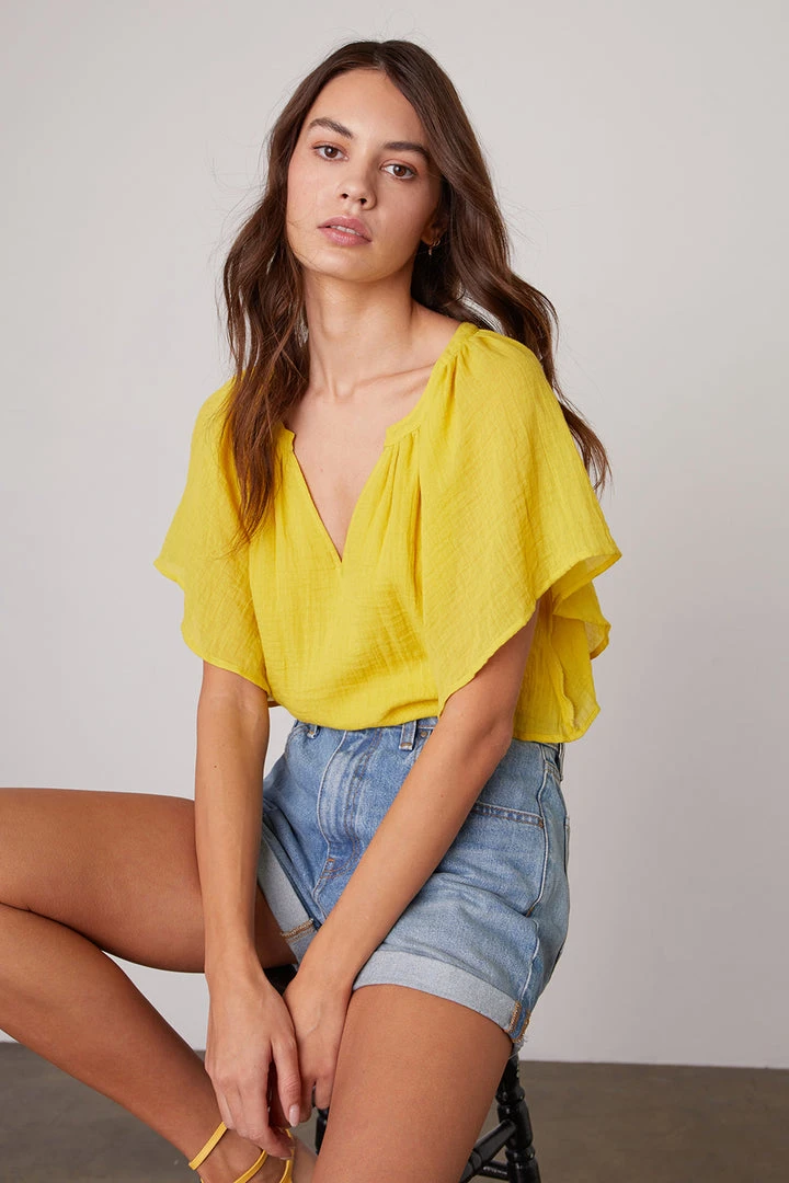 Velvet By Graham & Spencer ASHLYN COTTON GAUZE BLOUSE Womens 3 Velvet By Graham & Spencer ASHLYN COTTON GAUZE BLOUSE Womens