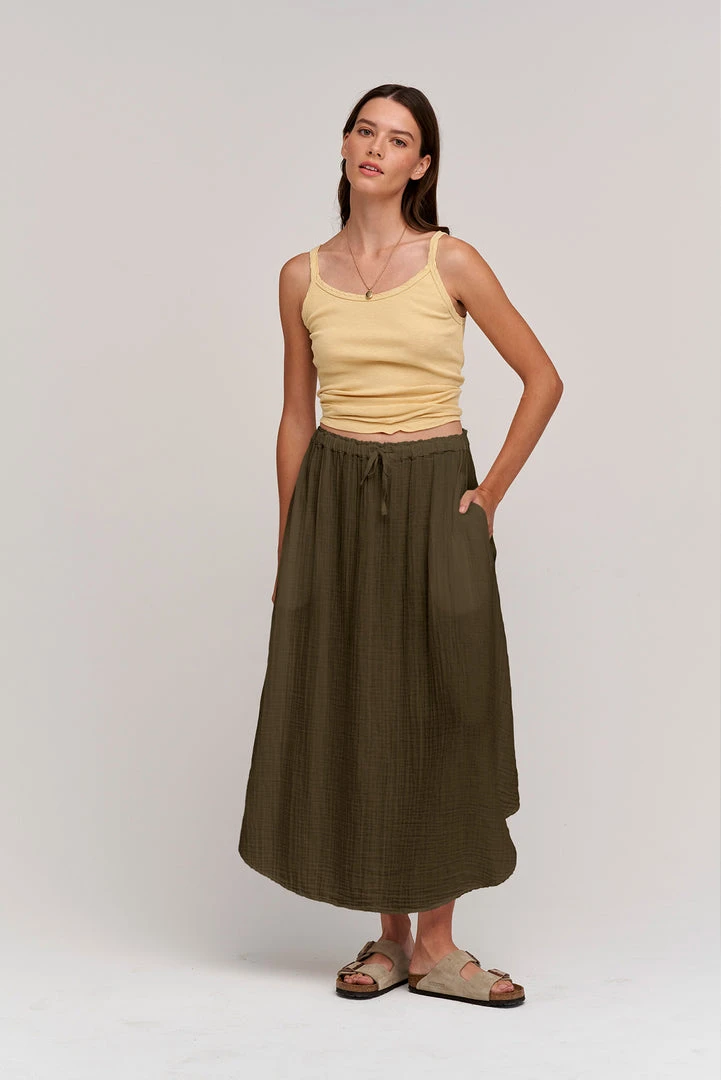 Velvet By Graham & Spencer DANA COTTON GAUZE MIDI SKIRT 12 Velvet By Graham & Spencer DANA COTTON GAUZE MIDI SKIRT