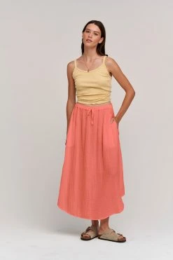 Velvet By Graham & Spencer DANA COTTON GAUZE MIDI SKIRT