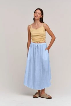 Velvet By Graham & Spencer DANA COTTON GAUZE MIDI SKIRT 30 Velvet By Graham & Spencer DANA COTTON GAUZE MIDI SKIRT