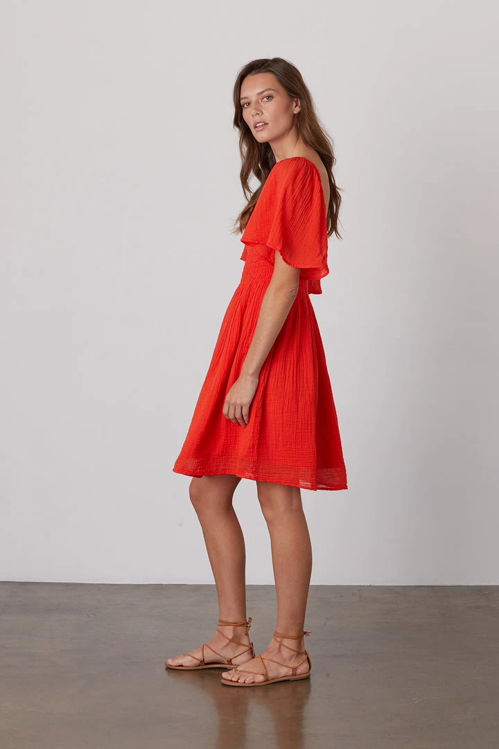 Velvet By Graham & Spencer Womens ESME SMOCKED COTTON GAUZE DRESS 7 Velvet By Graham & Spencer Womens ESME SMOCKED COTTON GAUZE DRESS