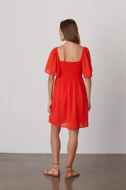 Velvet By Graham & Spencer Womens ESME SMOCKED COTTON GAUZE DRESS 11 Velvet By Graham & Spencer Womens ESME SMOCKED COTTON GAUZE DRESS