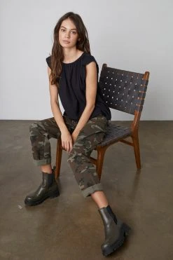 Velvet By Graham & Spencer Womens OTTIE STRAIGHT LEG CAMO PANT 12 Velvet By Graham & Spencer Womens OTTIE STRAIGHT LEG CAMO PANT