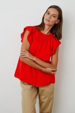 Velvet By Graham & Spencer KAIA COTTON GAUZE BLOUSE 45 Velvet By Graham & Spencer KAIA COTTON GAUZE BLOUSE