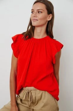 Velvet By Graham & Spencer KAIA COTTON GAUZE BLOUSE 32 Velvet By Graham & Spencer KAIA COTTON GAUZE BLOUSE