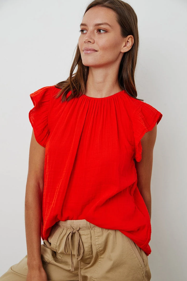 Velvet By Graham & Spencer KAIA COTTON GAUZE BLOUSE 24 Velvet By Graham & Spencer KAIA COTTON GAUZE BLOUSE