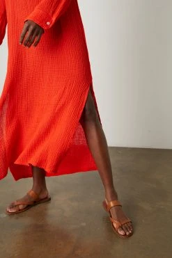 Velvet By Graham & Spencer Womens LORRAINE COTTON GAUZE CAFTAN DRESS 35 Velvet By Graham & Spencer Womens LORRAINE COTTON GAUZE CAFTAN DRESS