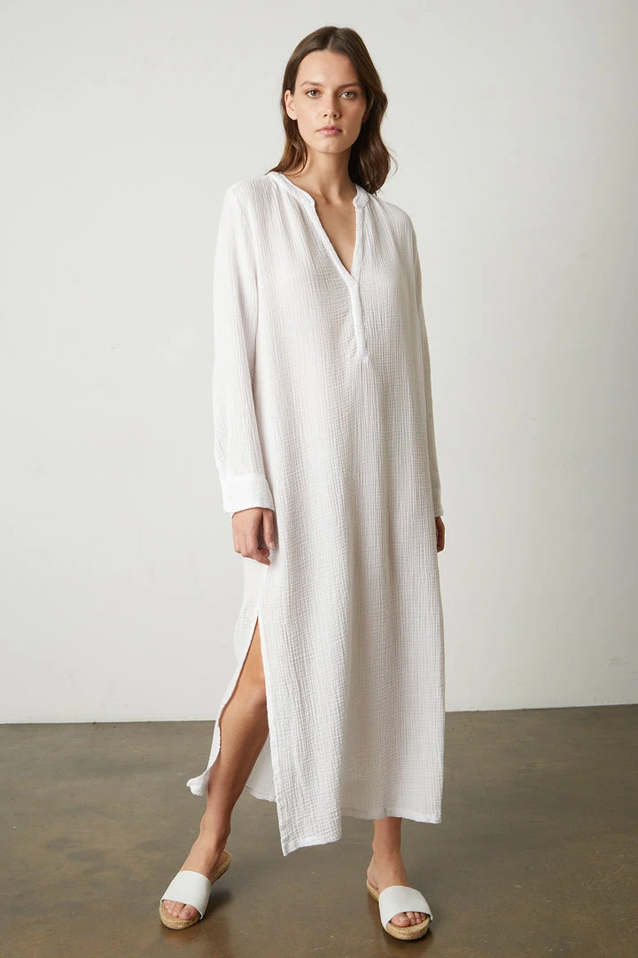 Velvet By Graham & Spencer Womens LORRAINE COTTON GAUZE CAFTAN DRESS 3 Velvet By Graham & Spencer Womens LORRAINE COTTON GAUZE CAFTAN DRESS