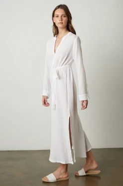 Velvet By Graham & Spencer Womens LORRAINE COTTON GAUZE CAFTAN DRESS 28 Velvet By Graham & Spencer Womens LORRAINE COTTON GAUZE CAFTAN DRESS