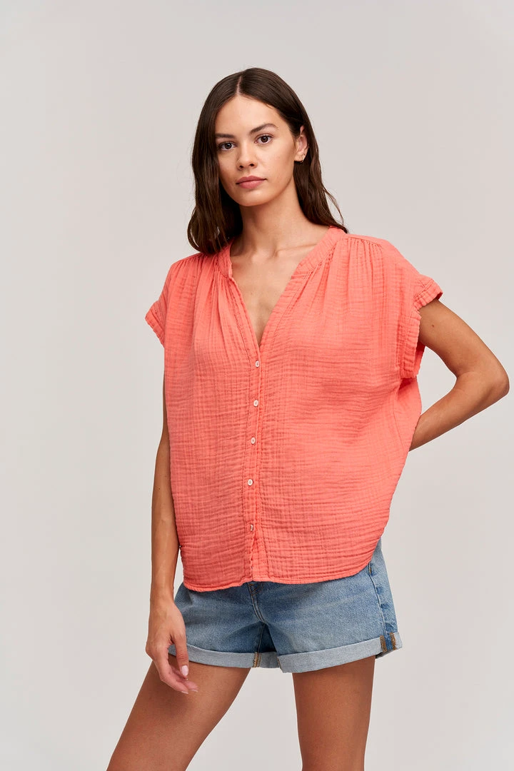 Velvet By Graham & Spencer Womens PAMELA COTTON GAUZE BUTTON-UP TOP 7 Velvet By Graham & Spencer Womens PAMELA COTTON GAUZE BUTTON-UP TOP