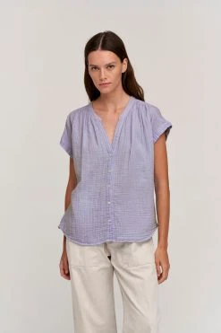 Velvet By Graham & Spencer Womens PAMELA COTTON GAUZE BUTTON-UP TOP 26 Velvet By Graham & Spencer Womens PAMELA COTTON GAUZE BUTTON-UP TOP