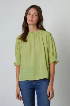 Velvet By Graham & Spencer ROSA COTTON GAUZE RUFFLE TOP 18 Velvet By Graham & Spencer ROSA COTTON GAUZE RUFFLE TOP