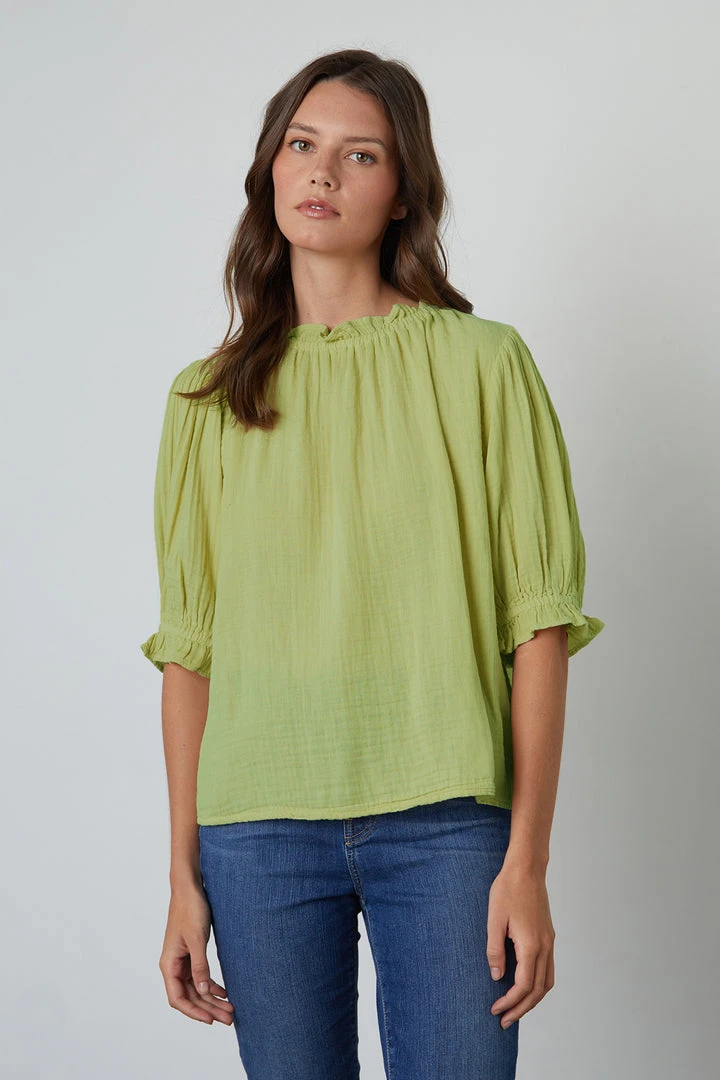 Velvet By Graham & Spencer ROSA COTTON GAUZE RUFFLE TOP 4 Velvet By Graham & Spencer ROSA COTTON GAUZE RUFFLE TOP