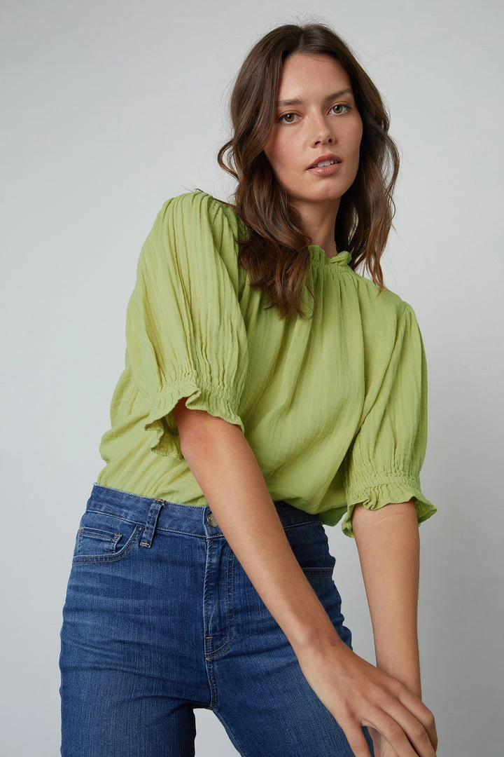 Velvet By Graham & Spencer ROSA COTTON GAUZE RUFFLE TOP 3 Velvet By Graham & Spencer ROSA COTTON GAUZE RUFFLE TOP