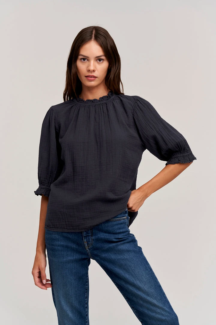 Velvet By Graham & Spencer ROSA COTTON GAUZE RUFFLE TOP 8 Velvet By Graham & Spencer ROSA COTTON GAUZE RUFFLE TOP