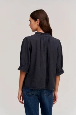 Velvet By Graham & Spencer ROSA COTTON GAUZE RUFFLE TOP 24 Velvet By Graham & Spencer ROSA COTTON GAUZE RUFFLE TOP
