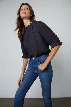 Velvet By Graham & Spencer ROSA COTTON GAUZE RUFFLE TOP 26 Velvet By Graham & Spencer ROSA COTTON GAUZE RUFFLE TOP